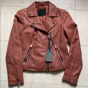 Dalby Leather Biker Jacket ALLSAINTS Rose Pink 0/2